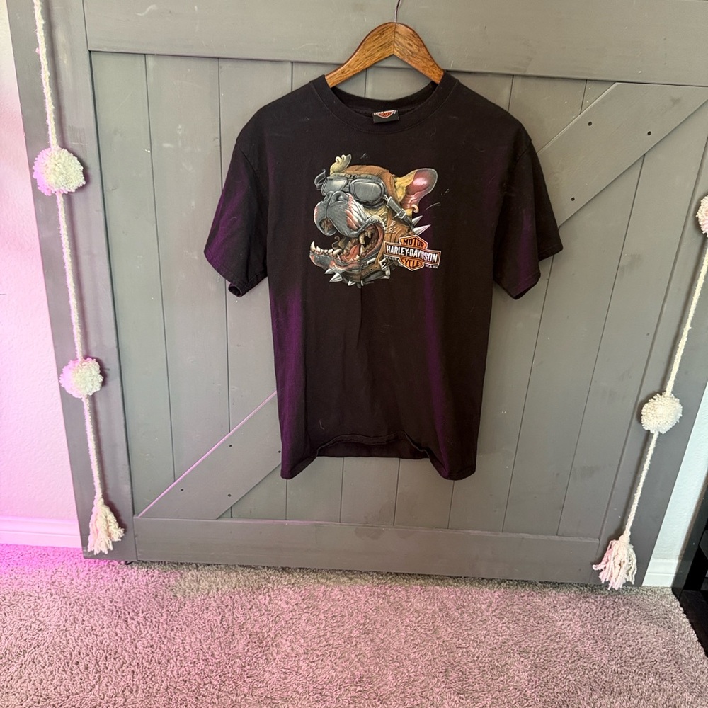 Harley Davidson Bulldog Black Graphic T-Shirt